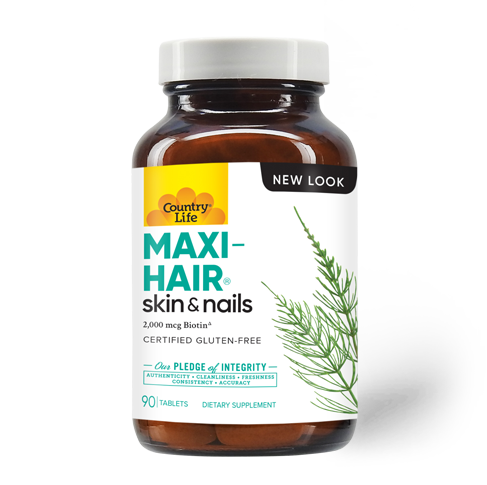 Country Life Maxi Hair Skin & Nails with 2000mcg Biotin Gluten Free 90 Tablet