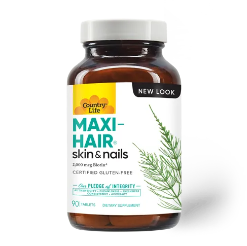 Country Life Maxi Hair Skin & Nails with 2000mcg Biotin Gluten Free 90 Tablet
