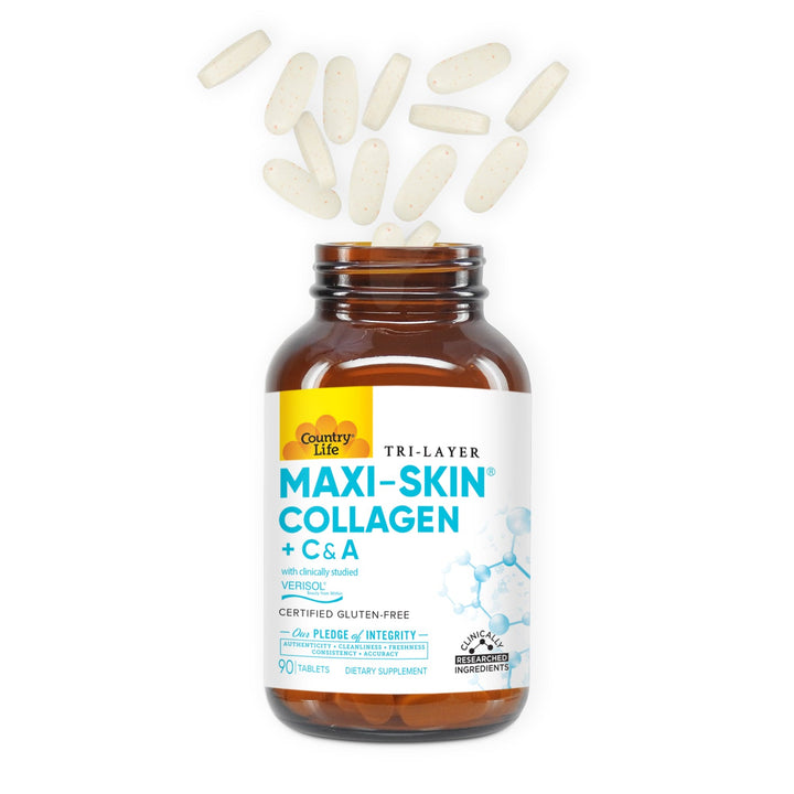 Country Life Maxi-Skin® Collagen + Vitamin C & A 90 Tablets