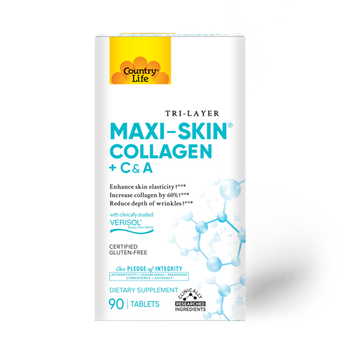 Country Life Maxi-Skin® Collagen + Vitamin C & A 90 Tablets