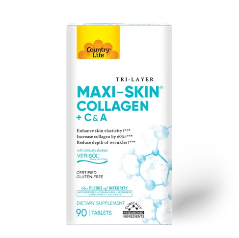Country Life Maxi-Skin® Collagen + Vitamin C & A 90 Tablets