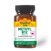 Country Life Methyl B-12 Vitamin B12 Lozenges as Methylcobalamin 3,000 mcg Certified Vegan and Gluten Free 120 Lozenges