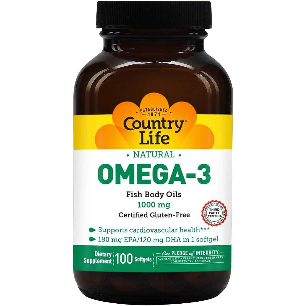 Country Life Omega-3 1000 mg Fish Oil 100 Softgels