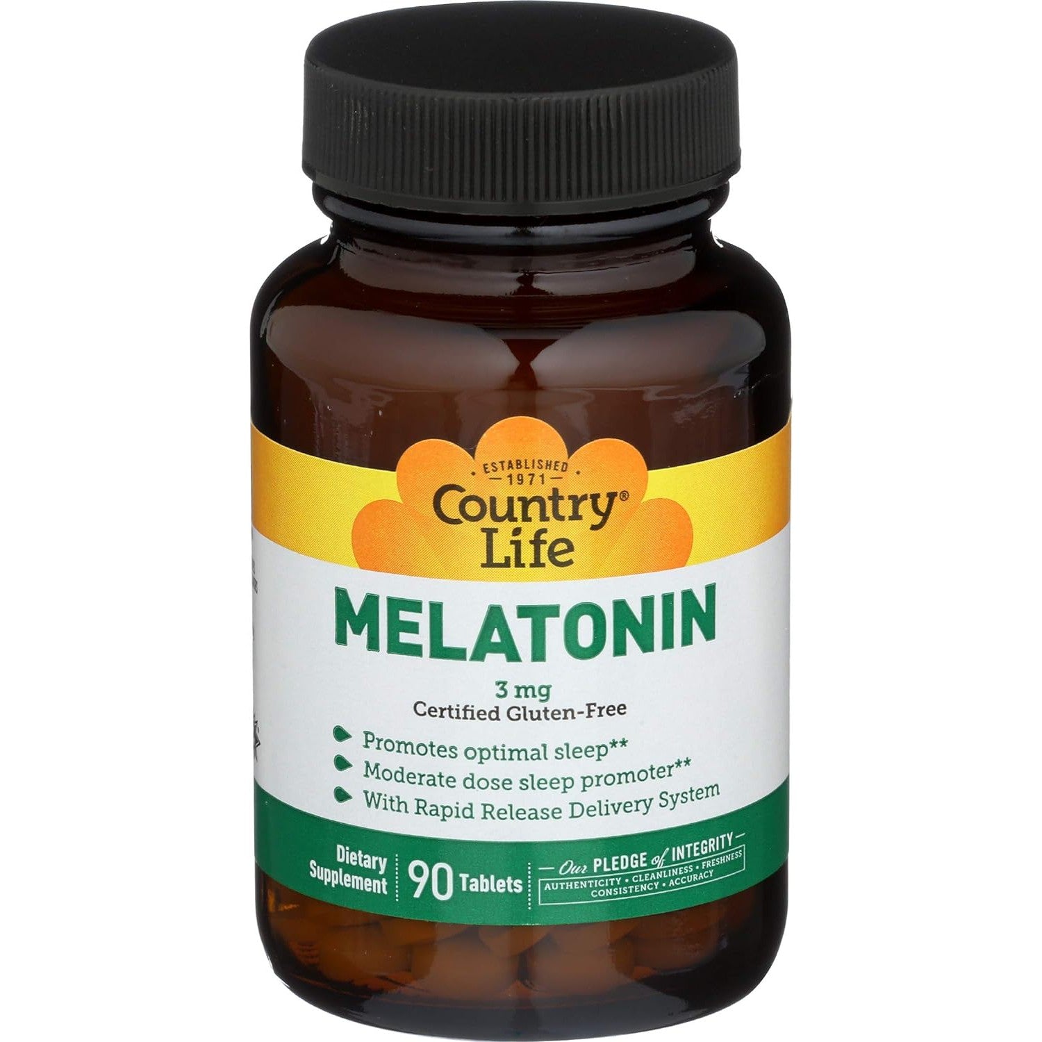 Country Life Rapid Release Melatonin 3 mg Gluten Free 90 Tablets ...