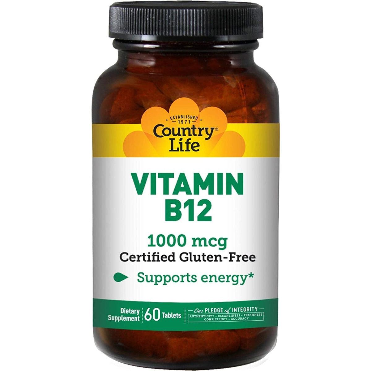 Country Life Vitamin B12 1000mcg 60 Vegan Tablets