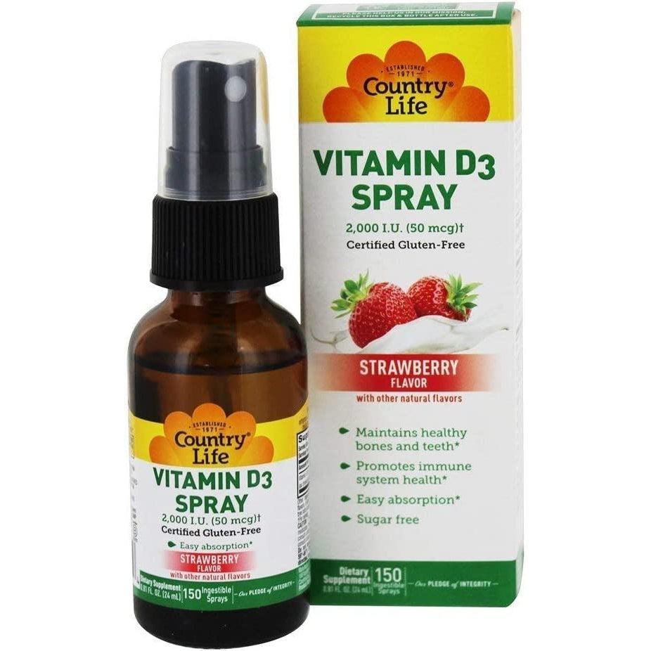 Country Life Vitamin D3 Spray 2000 IU Strawberry 24ml