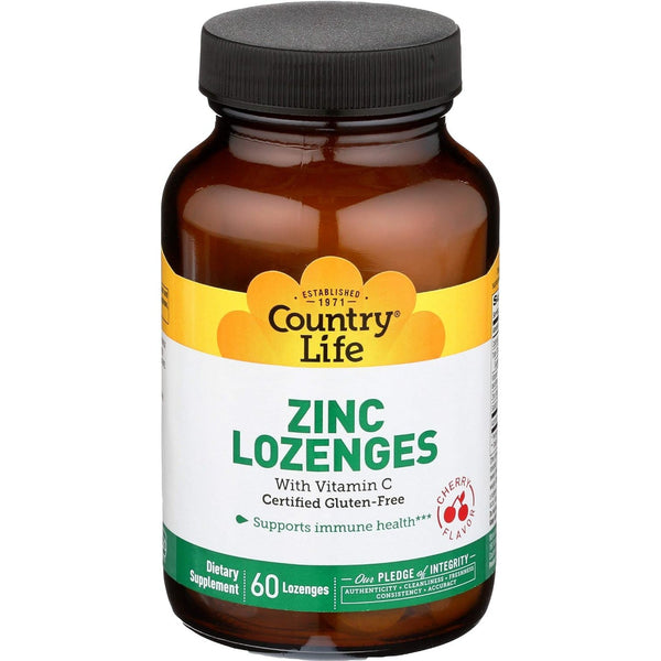 Country Life Zinc Lozenges with Vitamin C Cherry Flavor 60 Lozenges