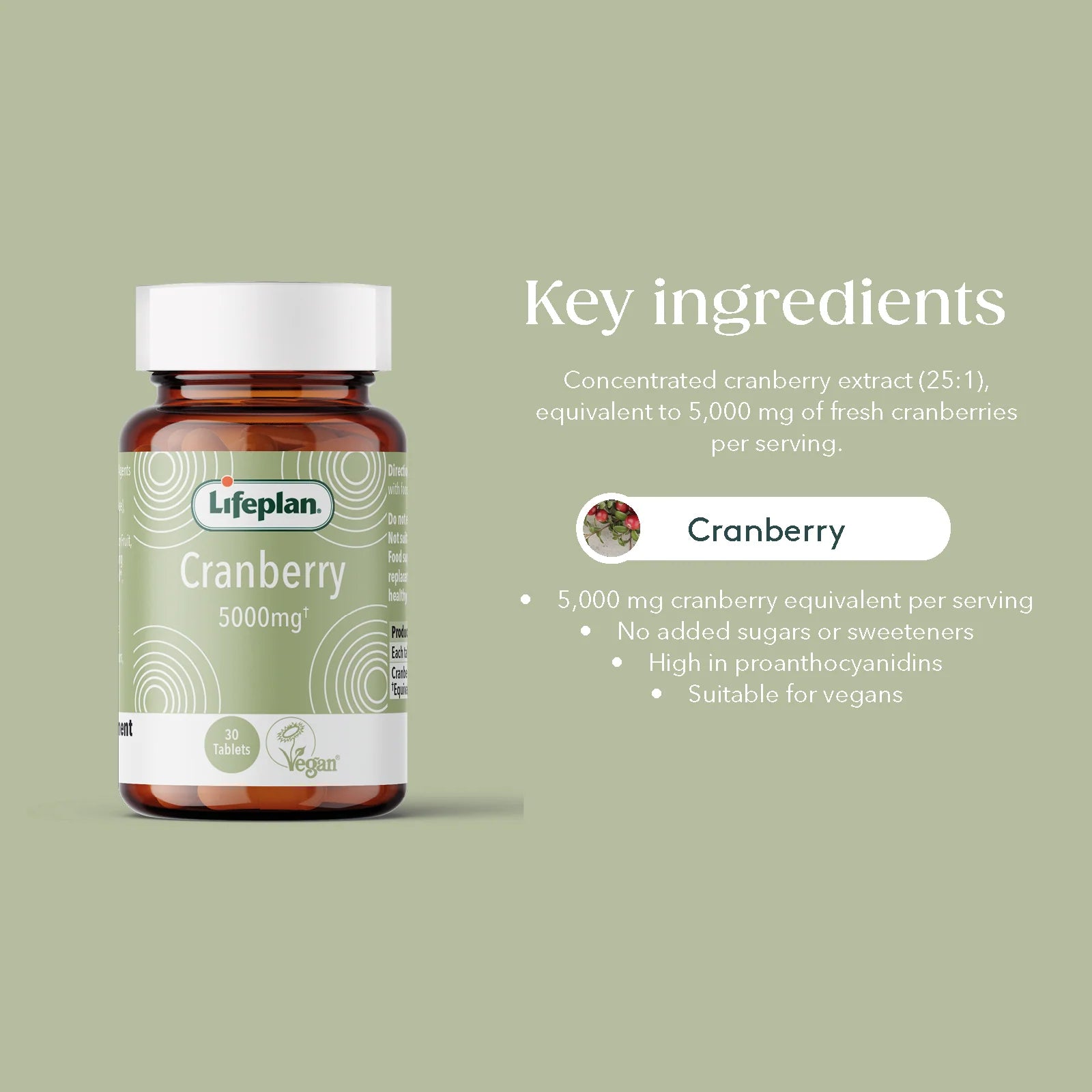 LifePlan Cranberry Extract 5000mg 30 Tablets Vegan