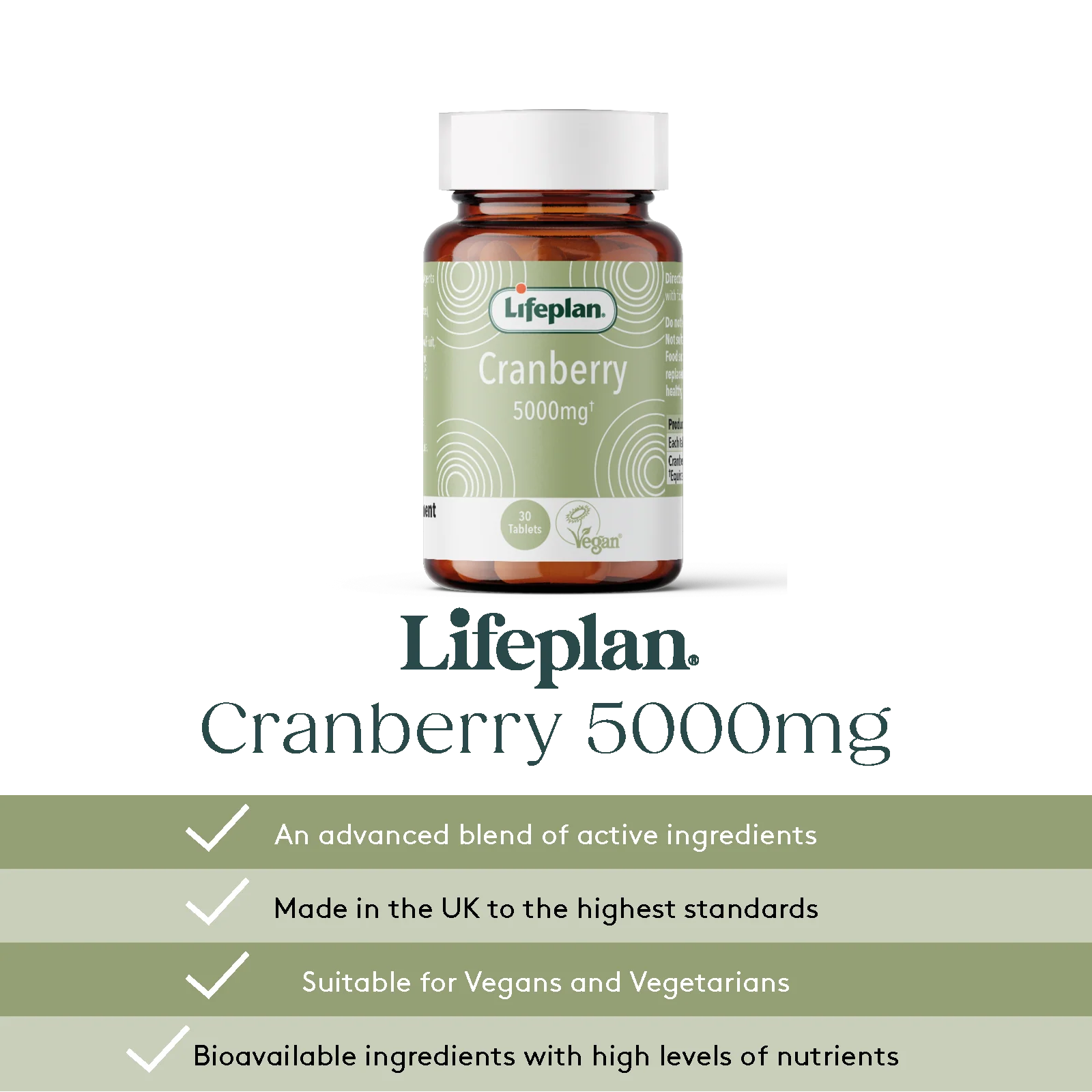 LifePlan Cranberry Extract 5000mg 30 Tablets Vegan