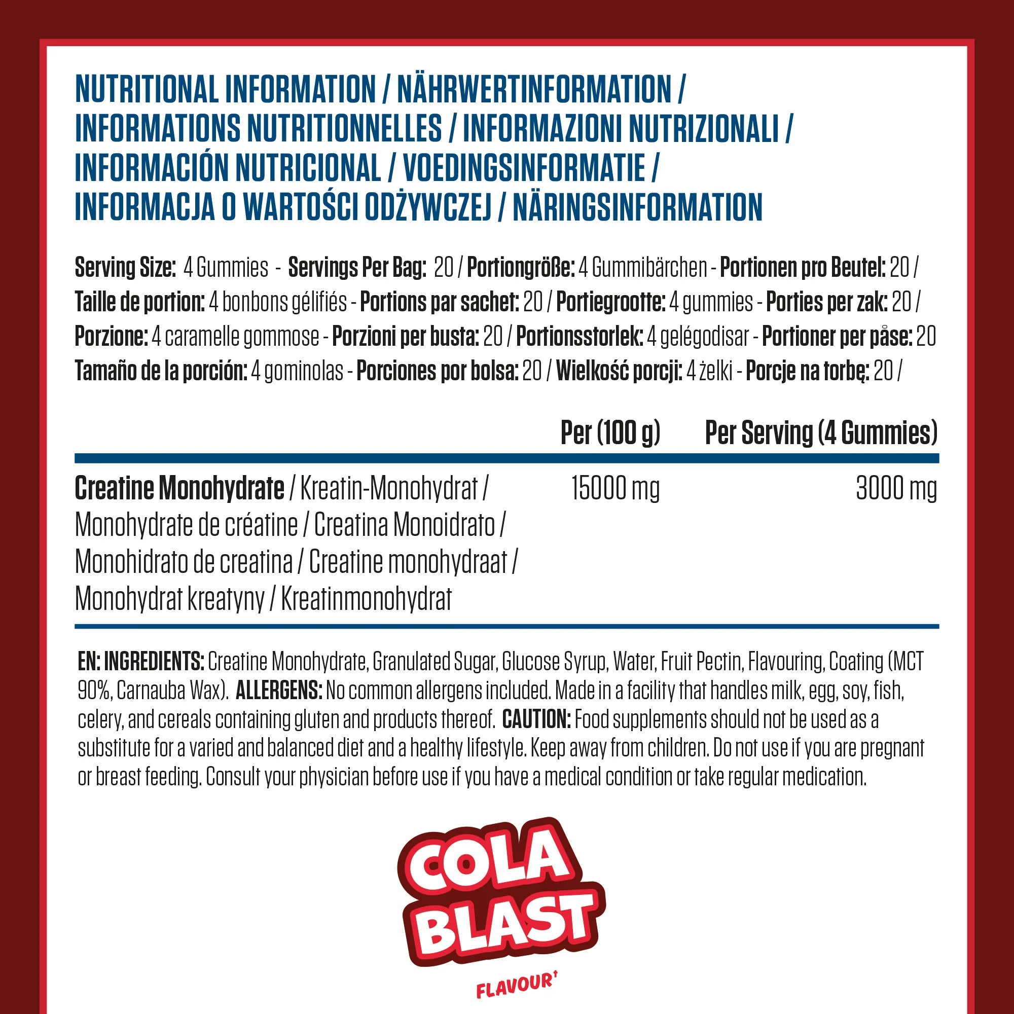Applied Nutrition Creatine Monohydrate Gummies Cola Blast 400g