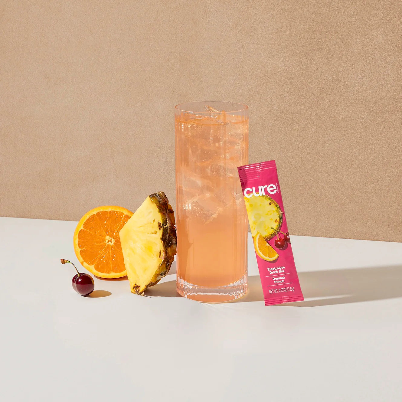 Cure Hydration Electrolyte Drink Mix, Tropical Punch, 14 Packets, 0.27 oz (7.6 g) Each