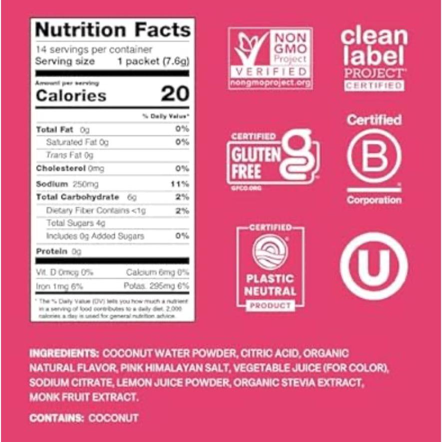 Cure Hydration Electrolyte Drink Mix, Tropical Punch, 14 Packets, 0.27 oz (7.6 g) Each