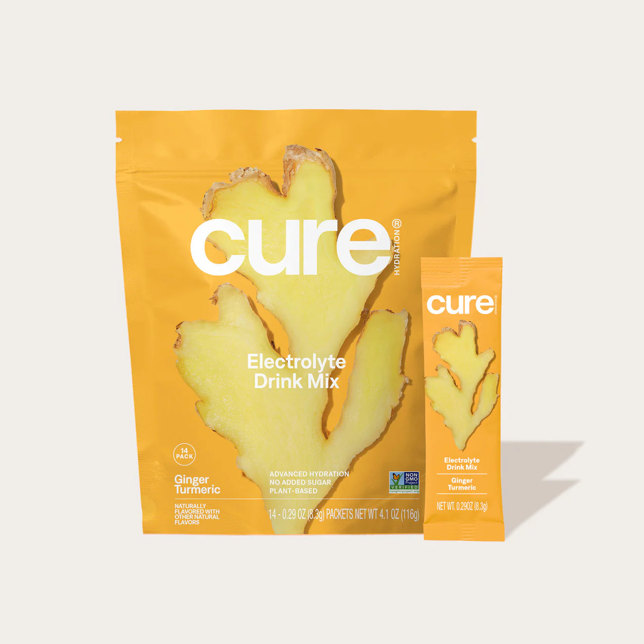 Cure Hydration Hydrating Electrolyte Drink Mix Ginger Turmeric 14 Packs