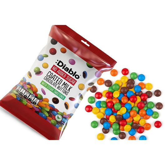 Diablo No Added Sugar Coated Milk Chocolate Buttons 40g