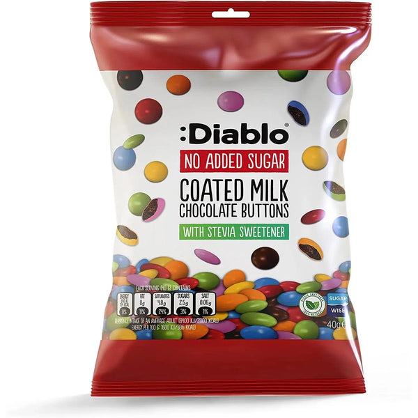 Diablo No Added Sugar Coated Milk Chocolate Buttons 40g