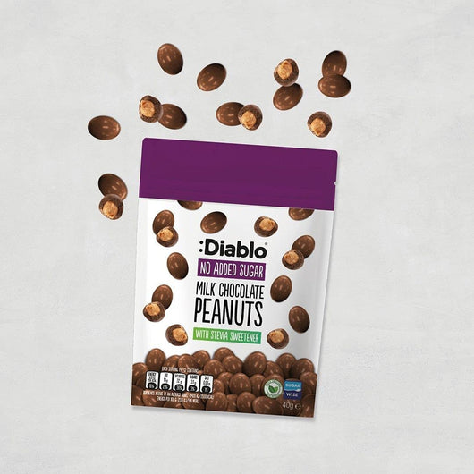 Diablo No Added Sugar Milk Chocolate Peanuts with Stevia 40g