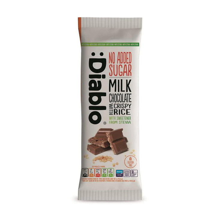 Diablo Sugar Free Milk Chocolate with Crispy Rice with Stevia Gluten Free 75g