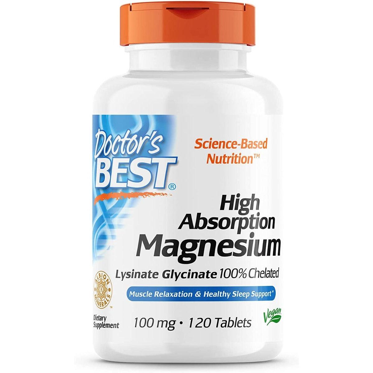 Doctor's Best High Absorption Magnesium Glycinate 100 mg 120 Tablets