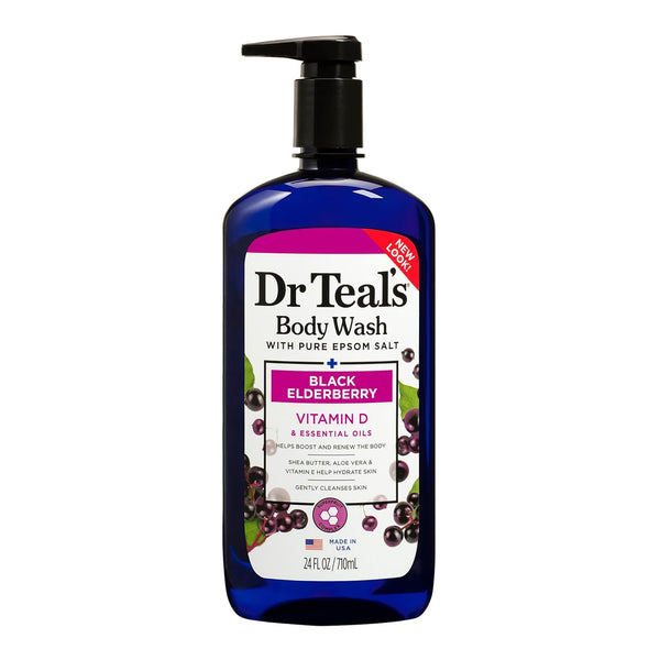 Dr Teal's Body Wash With Pure Epsom Salt plus Black Elderberry and Vitamin D and Essential Oils 710 ml