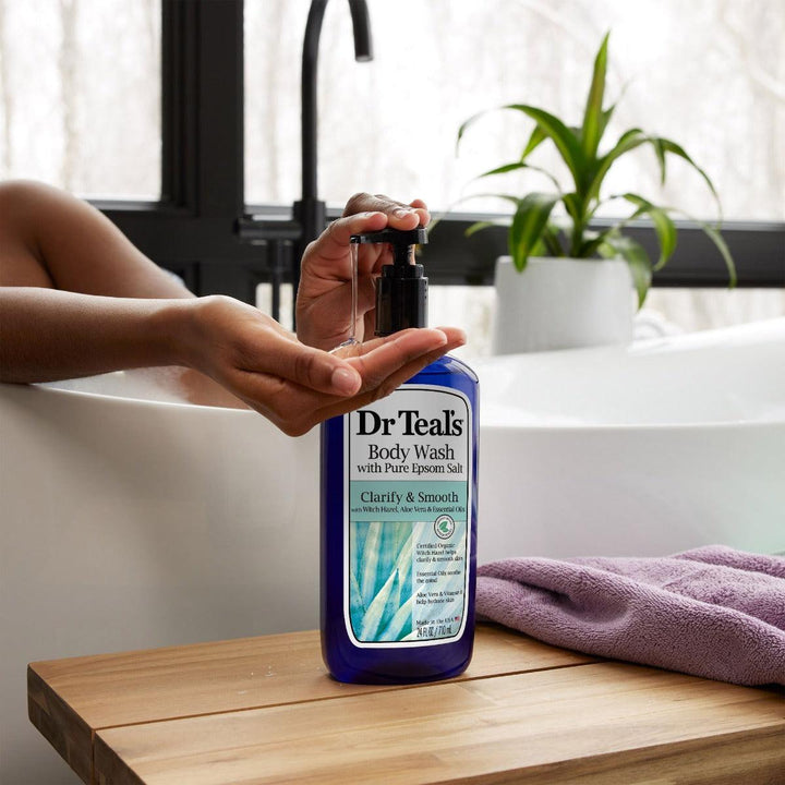 Dr Teal's Body Wash with Pure Epsom Salt Clarify & Smooth with Witch Hazel & Aloe Vera 710ml