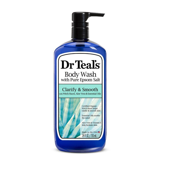 Dr Teal's Body Wash with Pure Epsom Salt Clarify & Smooth with Witch Hazel & Aloe Vera 710ml