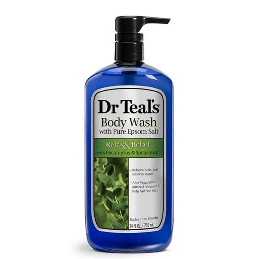 Dr Teal's Body Wash with Pure Epsom Salt, Relax & Relief with Eucalyptus & Spearmint 710ml