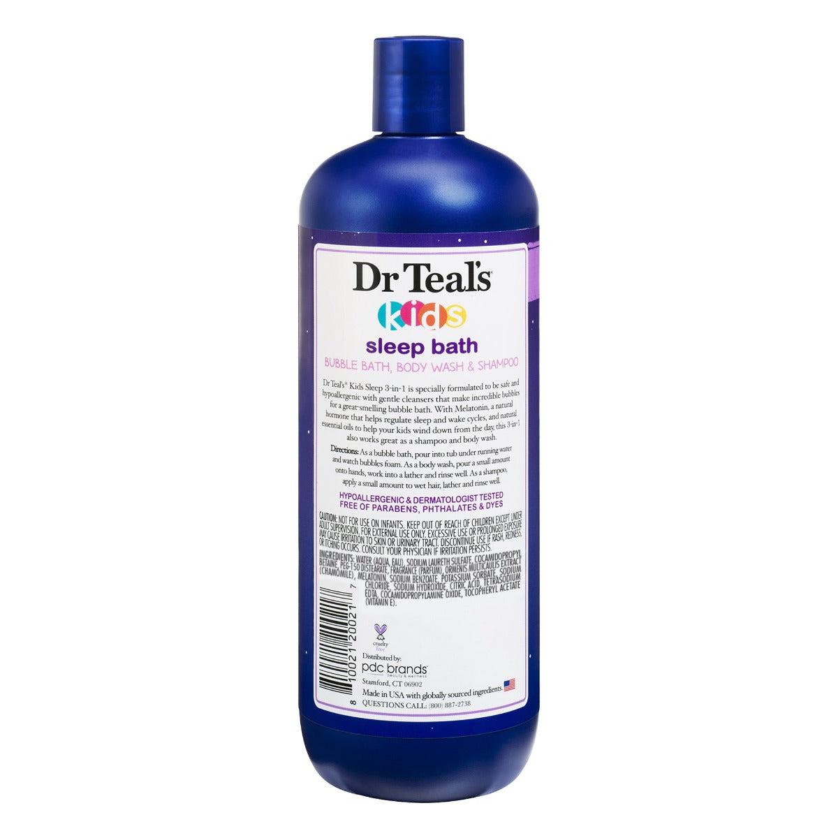 Dr Teal`s Kids 3-in-1 Bubble Bath, Body Wash & Shampoo Sleep Bath With Melatonin 591ml