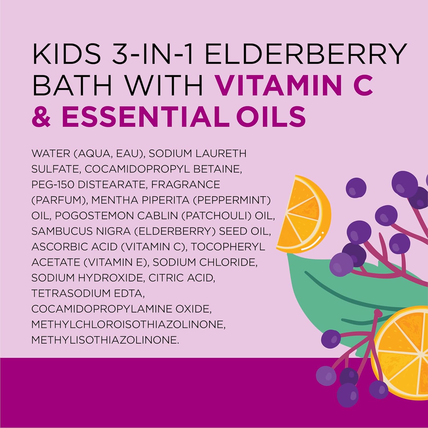 Dr Teal's Kids 3-in-1 Elderberry Bath: Bubble Bath, Body Wash & Shampoo 591ml