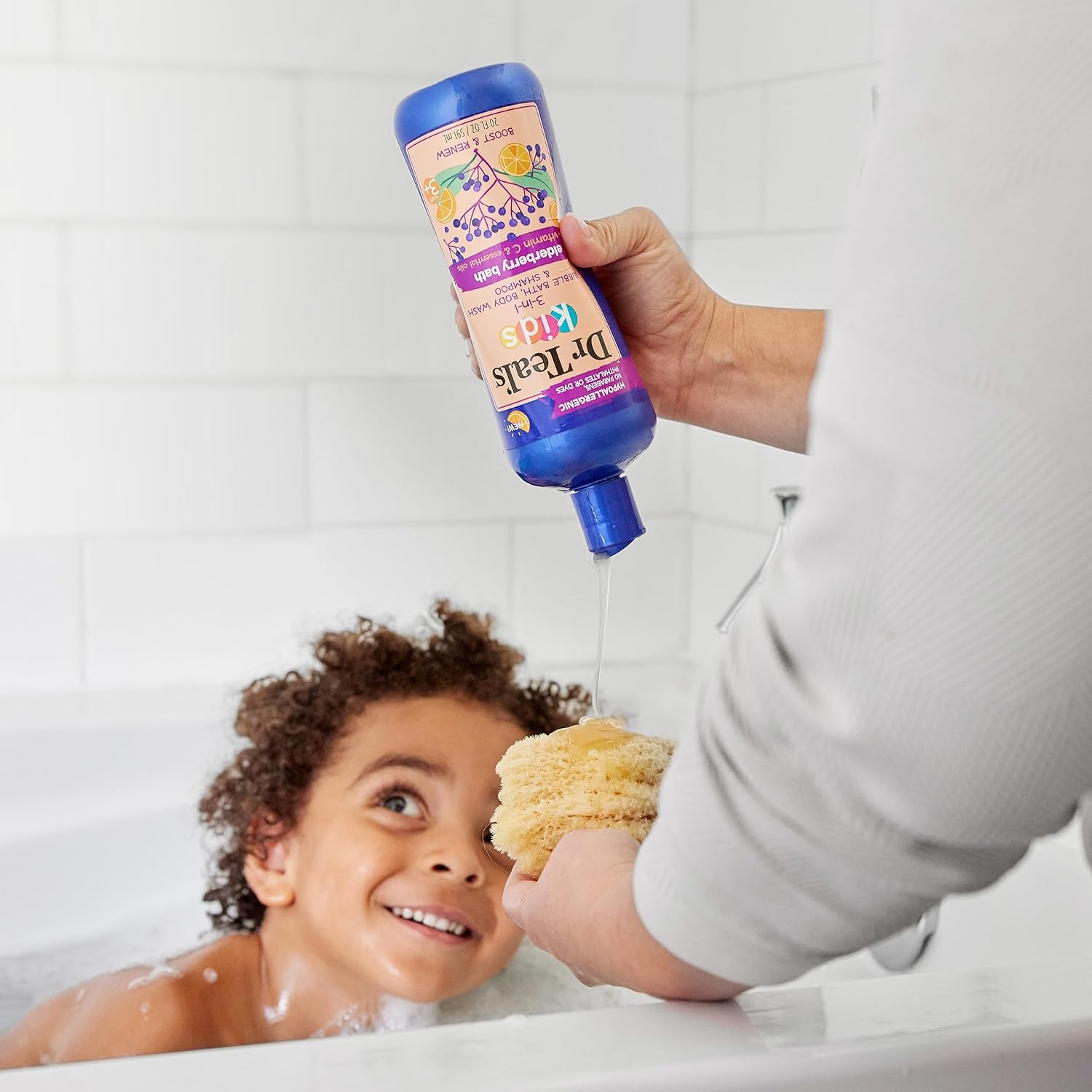 Dr Teal's Kids 3-in-1 Elderberry Bath: Bubble Bath, Body Wash & Shampoo 591ml