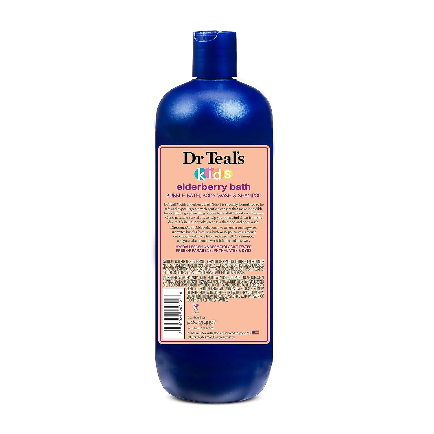 Dr Teal's Kids 3-in-1 Elderberry Bath: Bubble Bath, Body Wash & Shampoo 591ml