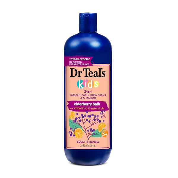 Dr Teal's Kids 3-in-1 Elderberry Bath: Bubble Bath, Body Wash & Shampoo 591ml