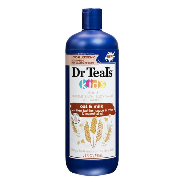 Dr Teal's Kids Oat & Milk 3-in-1 Bubble Bath, Body Wash & Shampoo 591ml
