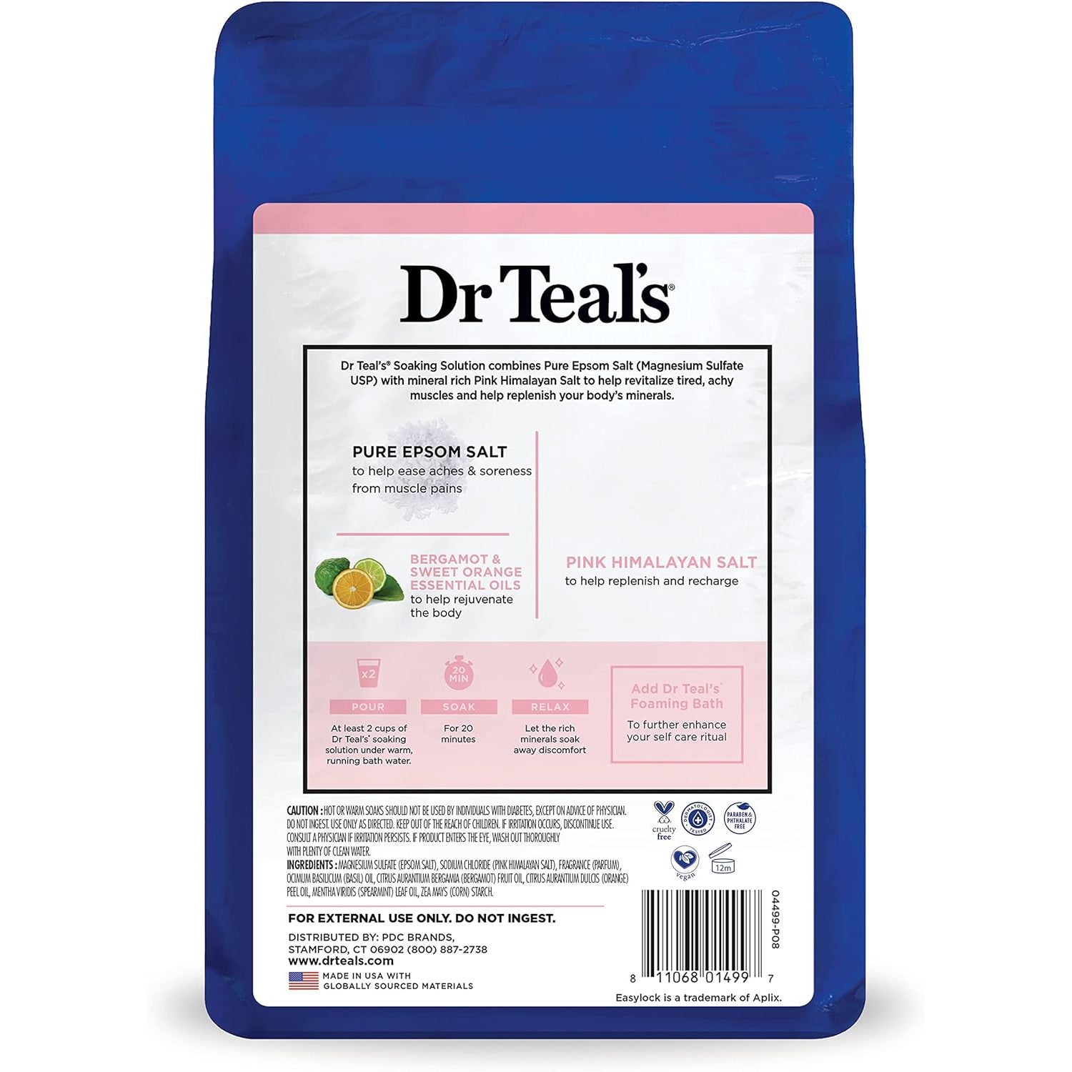Dr Teal's Pink Himalayan Mineral Salt Soak with Pure Epsom Salt, Restore & Replenish 1.36 KG