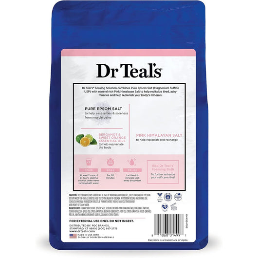 Dr Teal's Pink Himalayan Mineral Salt Soak with Pure Epsom Salt, Restore & Replenish 1.36 KG