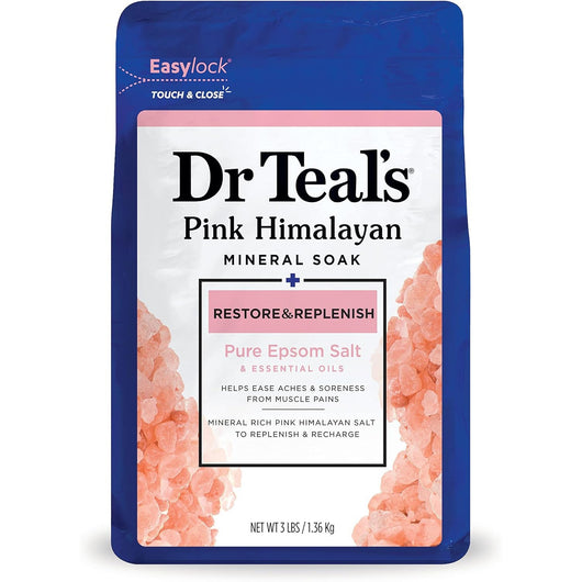 Dr Teal's Pink Himalayan Mineral Salt Soak with Pure Epsom Salt, Restore & Replenish 1.36 KG