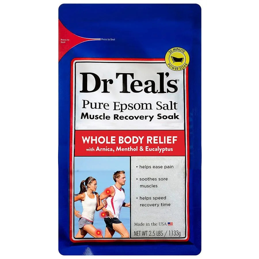 Dr Teal's Pure Epsom Salt Muscle Recovery Soak Whole Body Relief 1.133 kg