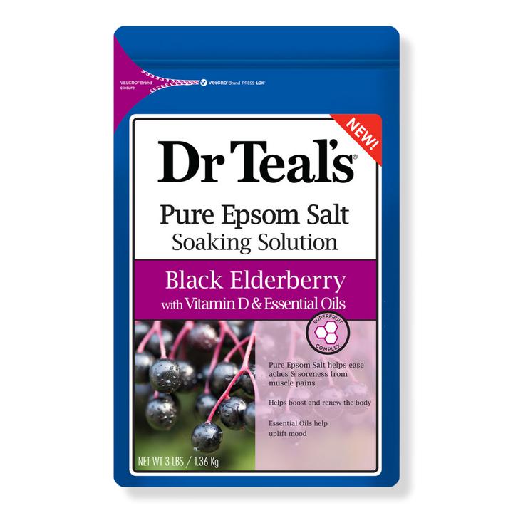Dr Teal's Pure Epsom Salt Soaking Solution Black Elderberry With Vitamin D & Essential Oils 1.36 kg