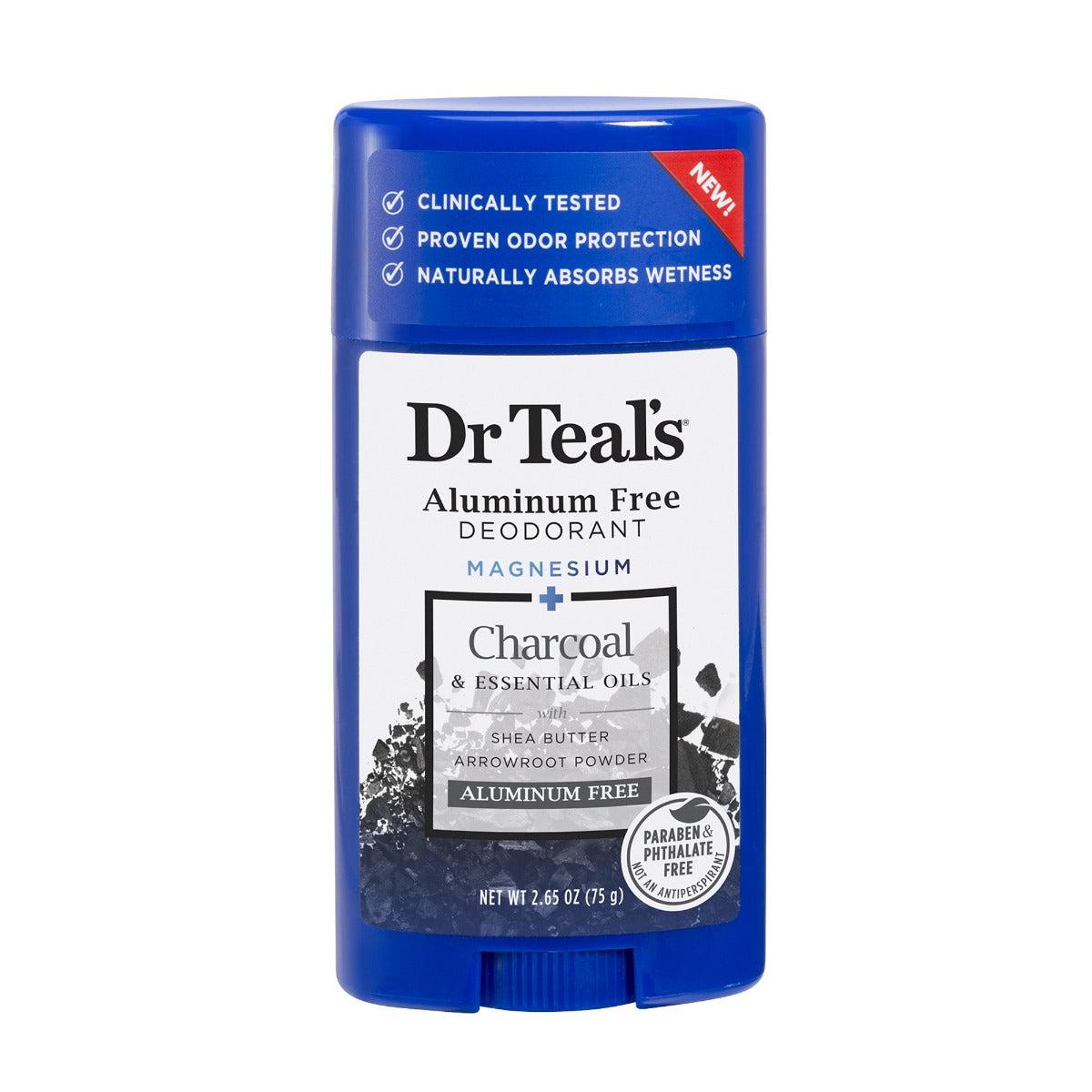 Dr. Teal's Aluminum Free Deodorant Charcoal & Essential Oils with Shea Butter 75g