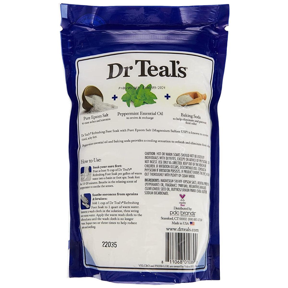 Dr. Teal's Foot Care Therapy Pure Epsom Salt Cooling Peppermint With Shea Butter 909g