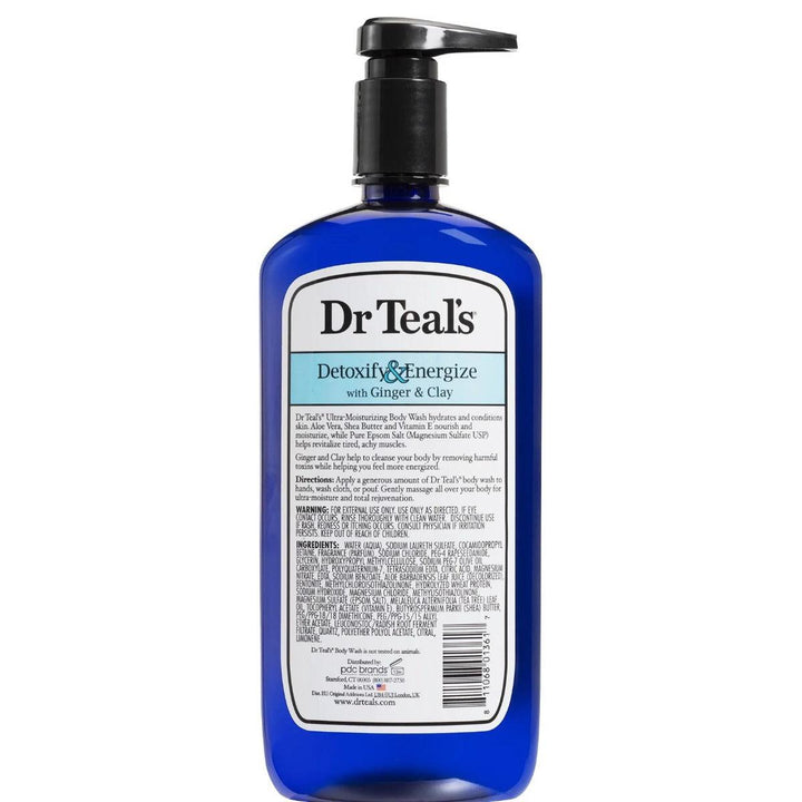 Dr. Teal's Pure Epsom Salt Body Wash Detoxify & Energise with Ginger & Clay 710ml