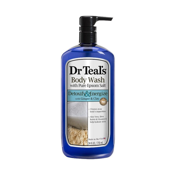 Dr. Teal's Pure Epsom Salt Body Wash Detoxify & Energise with Ginger & Clay 710ml