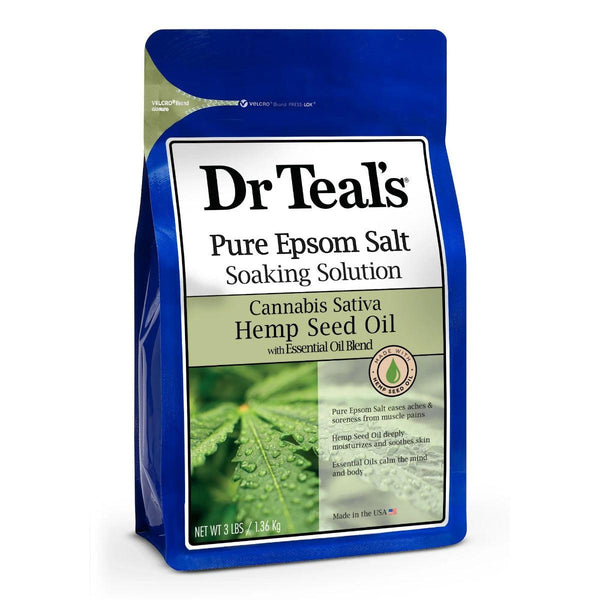 Dr. Teal's Pure Epsom Salt Cannabis Sativa Hemp Seed Oil with Essential Oils 1.36kg