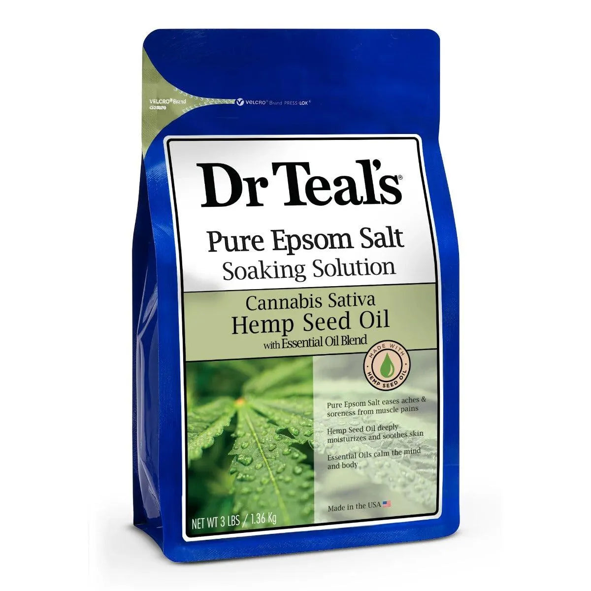 Dr. Teal's Pure Epsom Salt Cannabis Sativa Hemp Seed Oil with Essential Oils 1.36kg