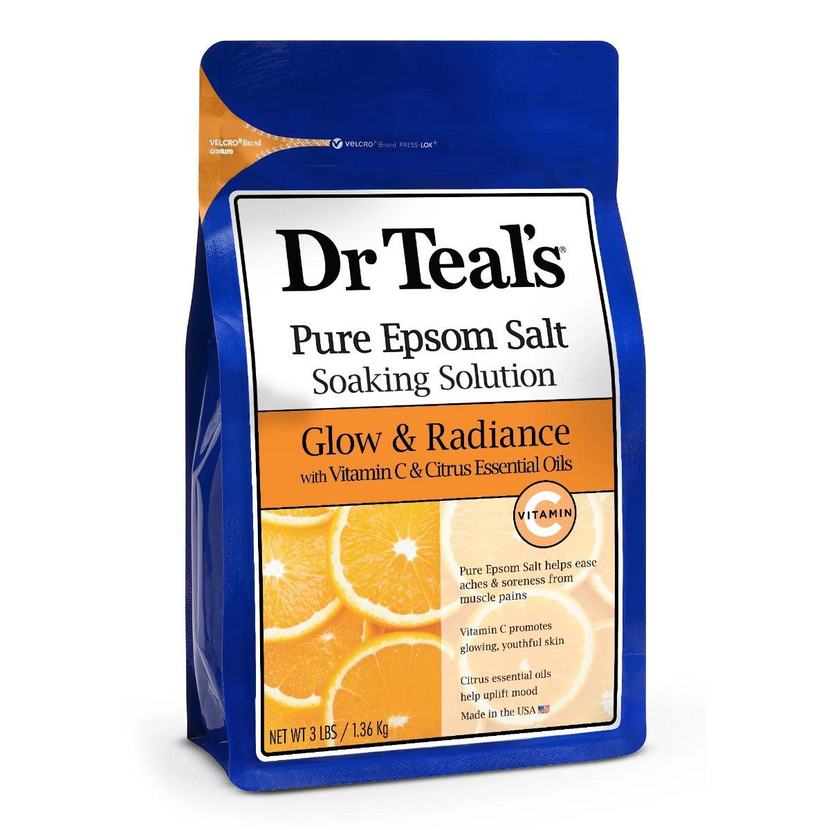 Dr. Teal's Pure Epsom Salt Glow & Radiance with Vitamin C & Citrus Essential Oils 1.36kg