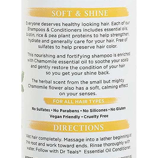 Dr. Teal's Shampoo Chamomile Essential Oil Soft & Shine No Sulfates No Parabens No Silicones 473ml