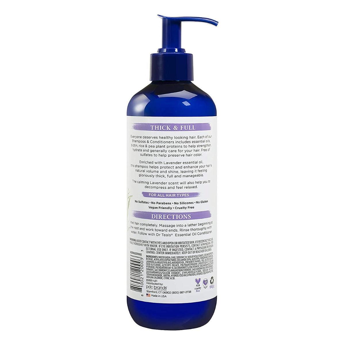 Dr. Teal's Shampoo Lavender Essential Oil Thick & Full No Sulfates No Parabens No Silicone 473ml