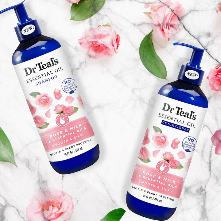 Dr. Teal's Shampoo Rose & Milk Essential Oil No Sulfates No Parabens No Silicon 473ml