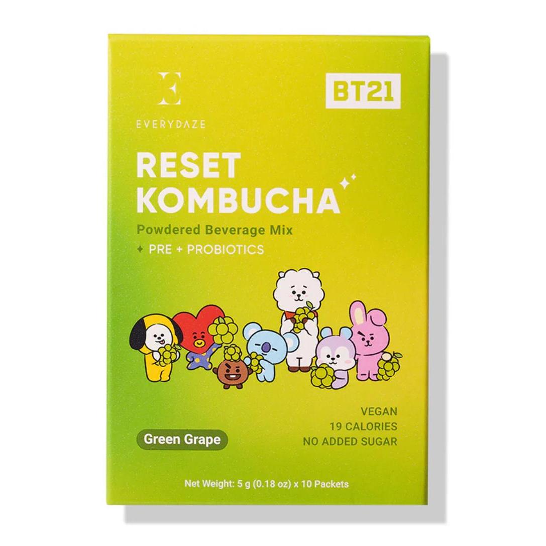 Everydaze, Reset Kombucha, Powdered Beverage Mix, Green Grape, 10 Packets, 0.18 oz 5 g Each