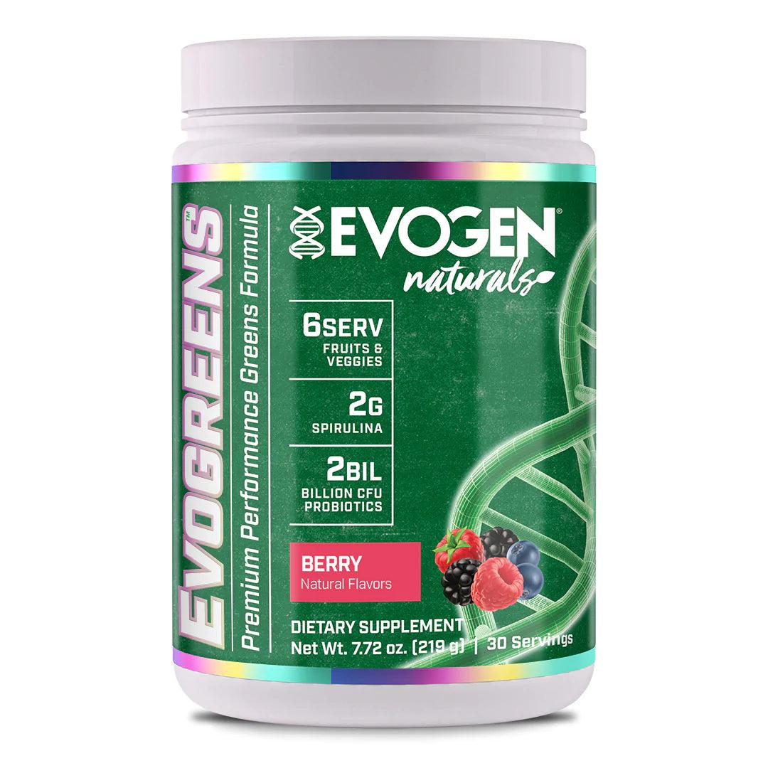 Evogen Evogreens Premium Performance Greens Formula Superfood with Spirulina Pomegranate Probiotics and Kale Berry Flavors 219gm