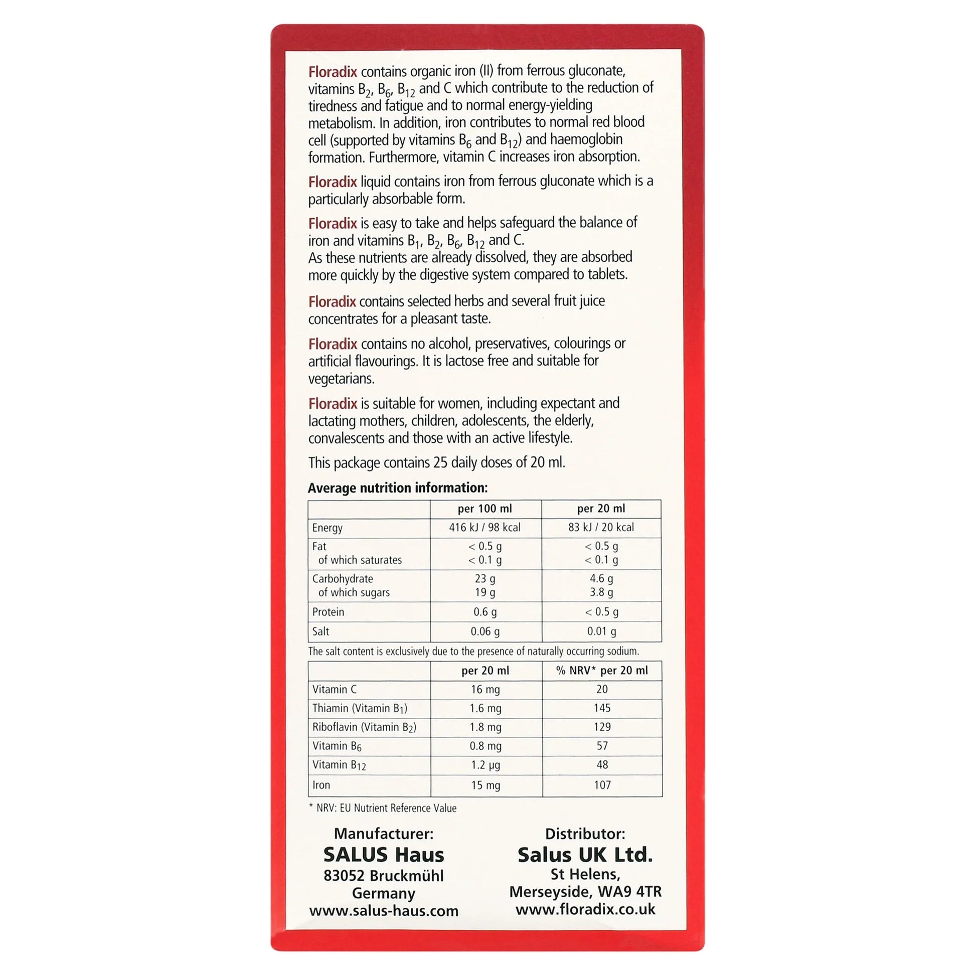 Floradix Liquid iron and vitamin formula - 500ml